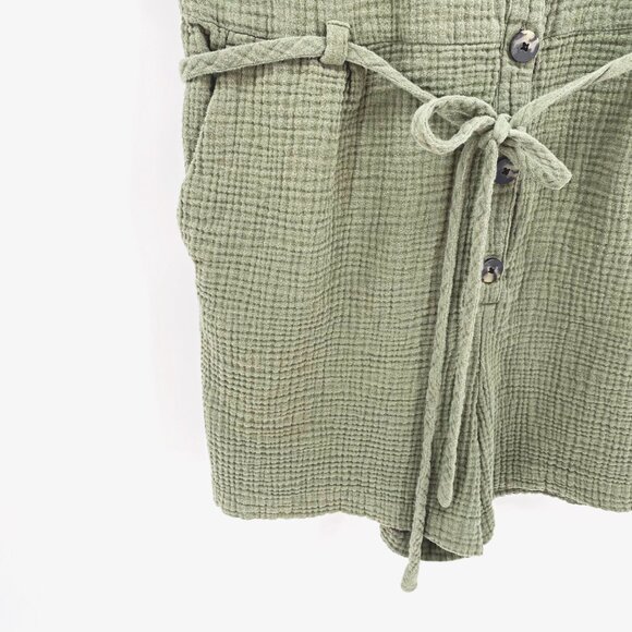 Madewell Lightspun Belted Safari Romper - Olive - Picture 3 of 10